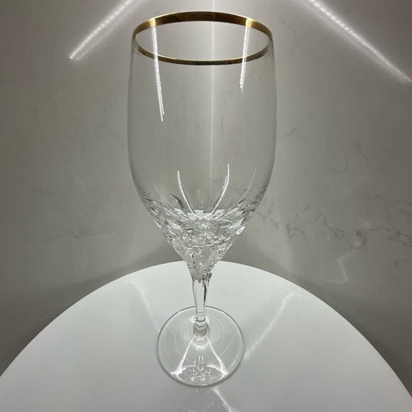 Gorham Crystal Diamond Wine Glasses With Gold Rims set of 8 - Picture 5 of 11